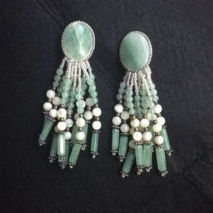 Vintage Boho Beaded Hanging Clip-On Earrings